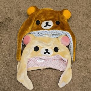 Charming Bear Plush Hats for Women - Brown and Cream